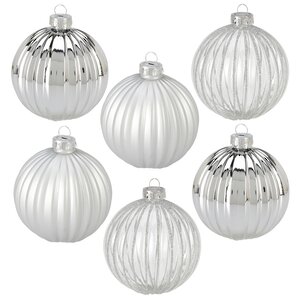 Набор стеклянных шаров Silver Glance 8 см, 5 шт, уцененный