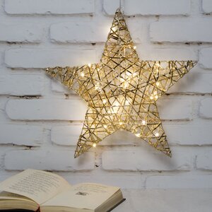 Светодиодная фигура Звезда Дженарро золотая, теплые белые LED лампы, на батарейках, IP20