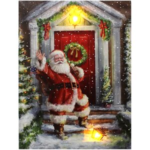 Светодиодная картина с музыкой Санта Клаус ждёт в гости 40*30 см с оптоволоконной и LED подсветкой, на батарейках Peha фото 1