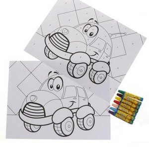 Раскраска по номерам Забавный Транспорт с пастельными мелками (5 листов) Bondibon фото 4
