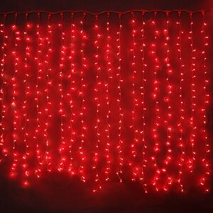 Световой дождь 2.5*1.5 м, 625 красных микроламп, прозрачный ПВХ, соединяемый, IP20 Snowhouse фото 1