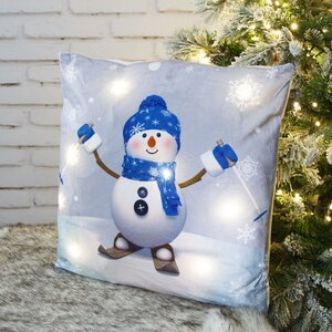 Новогодняя подушка с лампочками Raymond Frosty 45*45 см, на батарейках Peha фото 1