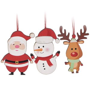 Набор деревянных елочных игрушек Санта и Его Друзья 9 см, 3 шт, подвеска Koopman фото 1