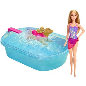 Кукла Барби с бассейном для купания щенков 29 см Mattel фото 1