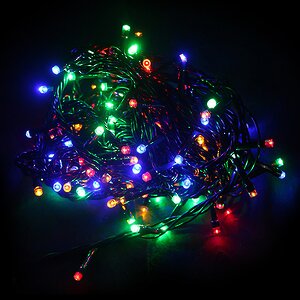 Светодиодная гирлянда для дома Разноцветные Шарики, 140 разноцветных LED ламп, 7.2 м, зеленый ПВХ, контроллер, IP20 Snowmen фото 1