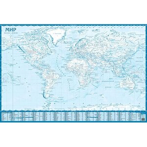 Контурная карта мира, настенная 90*60 см АГТ-Геоцентр фото 1