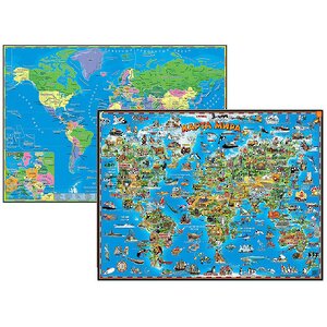 Настольная карта мира, двухсторонняя АГТ-Геоцентр фото 1