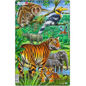 Пазл для детей Джунгли с тигром, 30 элементов, 28*18 см LARSEN фото 1