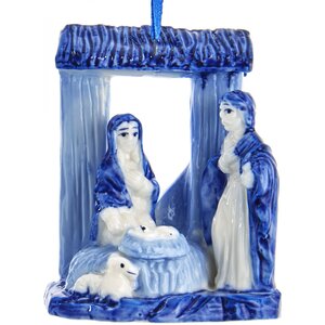 Елочное украшение Вертеп из Делфта - Святой Иосиф с Марией и малыш Христос 8 см, подвеска Kurts Adler фото 1