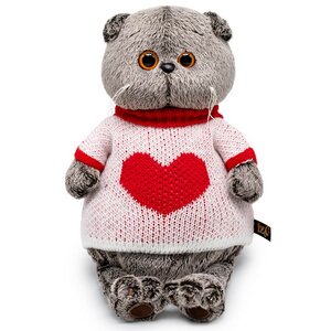 Мягкая игрушка Кот Басик в свитере с сердцем 25 см Budi Basa фото 1