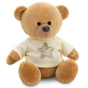 Мягкая игрушка Медведь Топтыжкин коричневый 17 см в футболке со звездой, Orange Exclusive
