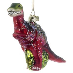 Стеклянная елочная игрушка Динозавр Стендаль: Mesozoico 11 см, подвеска Kurts Adler фото 1