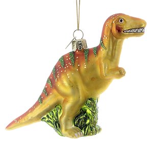 Стеклянная елочная игрушка Динозавр Анри: Mesozoico 11 см, подвеска Kurts Adler фото 1