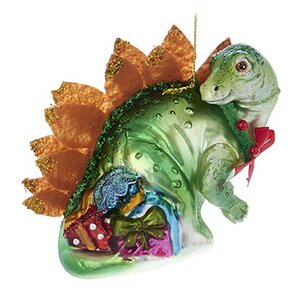 Стеклянная елочная игрушка Динозавр Брахиозавр - Рождество Юрского периода 10 см, подвеска Kurts Adler фото 1