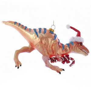 Стеклянная елочная игрушка Динозавр Ти-Рекс - Рождество Юрского периода 10 см, подвеска Kurts Adler фото 1