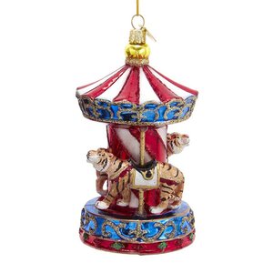 Стеклянная елочная игрушка Тигр - Circus Carousel 14 см, подвеска