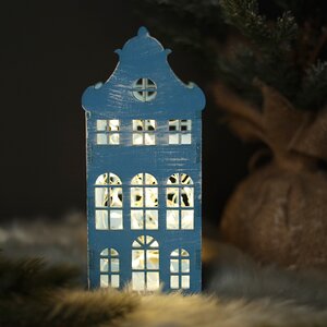 Домик с подсветкой Амстердам 20 см голубой Christmas Apple фото 1
