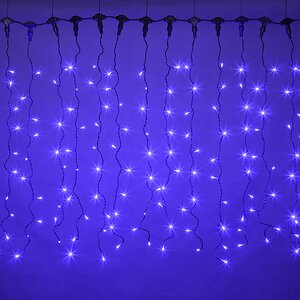 Светодиодный занавес Quality Light 2*1 м, 200 синих LED ламп, черный ПВХ, соединяемый, IP44 BEAUTY LED фото 1