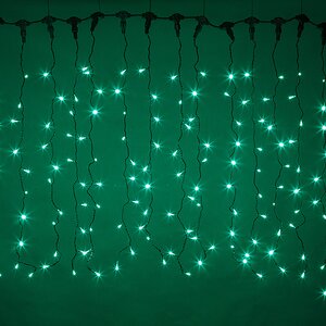 Светодиодный занавес Quality Light 2*1 м, 200 зеленых LED ламп, черный ПВХ, соединяемый, IP44