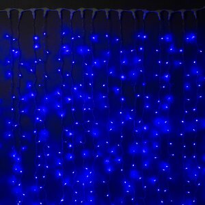 Светодиодный занавес Quality Light 2*3 м, 600 синих LED ламп, прозрачный ПВХ, соединяемый, IP44