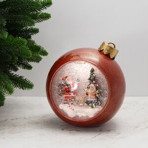 Светящийся снежный шар Санта-Клаус - В ожидании Нового Года 16 см, на батарейках Peha фото 1