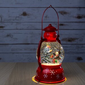 Новогодний фонарик - снежный шар Снеговик наряжает елку 25 см, LED подсветка, на батарейках Peha фото 1