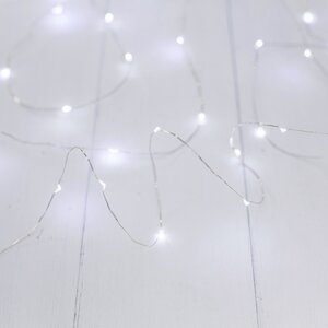 Светодиодная гирлянда Капельки 120 холодных белых мини LED ламп 12 м, серебряная проволока, IP44 Koopman фото 1