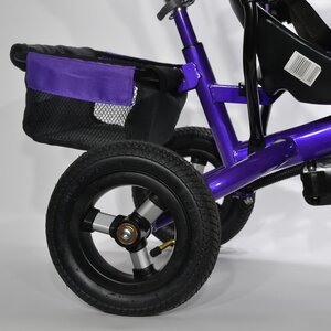 Трехколесный велосипед трайк "BA TOKYO 3" с ручкой и тентом, надувные колеса, фиолетовый Black Aqua фото 3