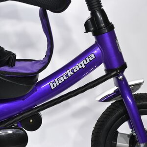 Трехколесный велосипед трайк "BA TOKYO 3" с ручкой и тентом, надувные колеса, фиолетовый Black Aqua фото 4