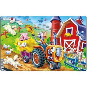 Пазл для малышей Скотный двор - Веселый трактор, 16 элементов, 28*18 см LARSEN фото 1