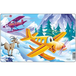 Пазл для малышей Самолеты - Гонки над снегом, 13 элементов, 28*18 см LARSEN фото 1