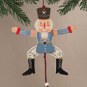 Елочная игрушка-марионетка Щелкунчик Танцор 18 см синий, подвеска