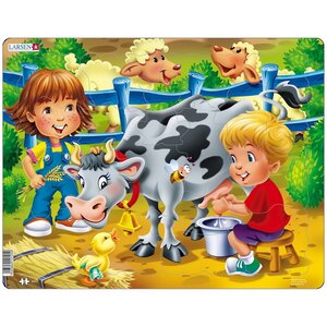 Пазл для малышей Дети на ферме - Веселая ферма, 9 элементов, 18*14 см LARSEN фото 1