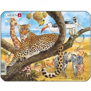 Пазл для малышей Экзотические животные: Леопард в саванне, 11 элементов, 18*14 см LARSEN фото 1