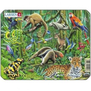 Пазл для малышей Экзотические животные: В чаще джунглей, 11 элементов, 18*14 см LARSEN фото 1