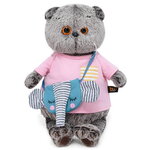 Мягкая игрушка Кот Басик в футболке и с сумочкой-слоник 22 см