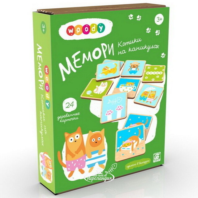 Игра-мемори Котики на каникулах 24 карточки Woody