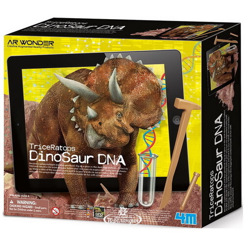 Набор для раскопок Оживи Динозавра - ДНК Трицератопса с дополненной реальностью 4M