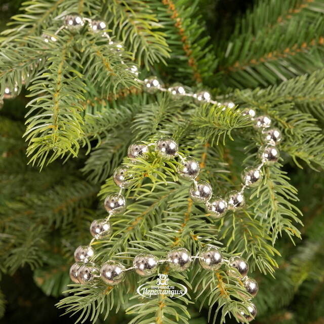 Бусы на елку Горошек XL 14 мм*5 м серебряные, пластиковые Kaemingk