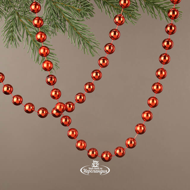 Бусы на елку Горошек XL 14 мм*5 м красные, пластиковые Winter Deco