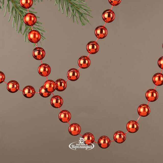 Бусы на елку Горошек XL 14 мм*5 м красные, пластиковые Winter Deco