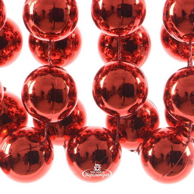 Бусы на елку Горошек XL 14 мм*5 м красные, пластиковые Winter Deco