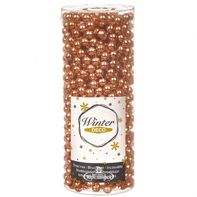 Бусы на елку Бисер 8 мм*10 м пряная тыква, пластиковые Winter Deco