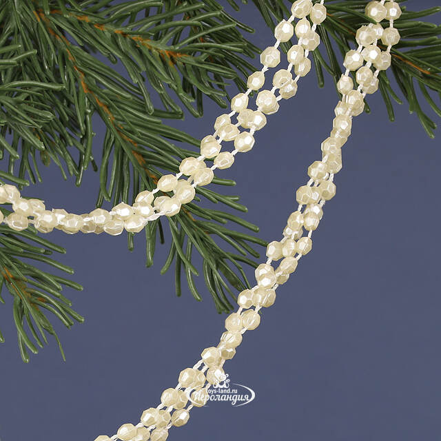 Бусы на елку Алмазная Россыпь 270 см кремовые, пластиковые Kaemingk