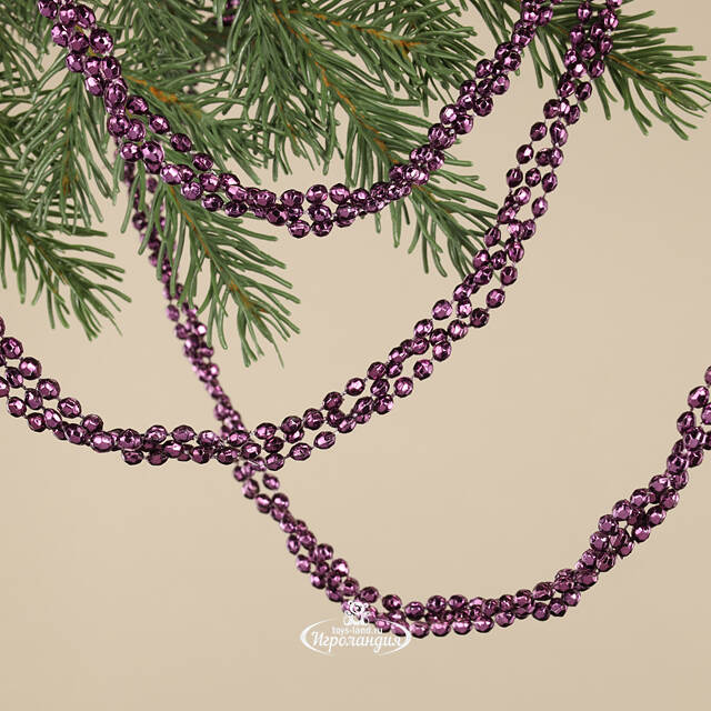 Бусы на елку Алмазная Россыпь 270 см пурпурный шелк, пластиковые Kaemingk
