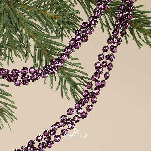 Бусы на елку Алмазная Россыпь 270 см пурпурный шелк, пластиковые Kaemingk