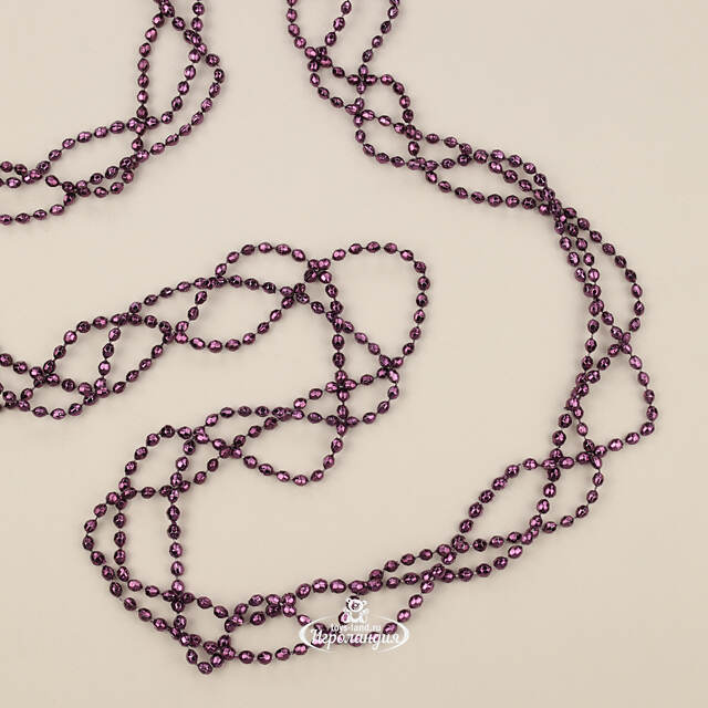 Бусы на елку Алмазная Россыпь 270 см пурпурный шелк, пластиковые Kaemingk