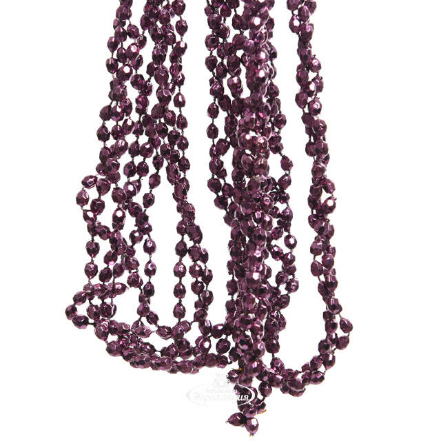 Бусы на елку Алмазная Россыпь 270 см сливовые, пластиковые Kaemingk