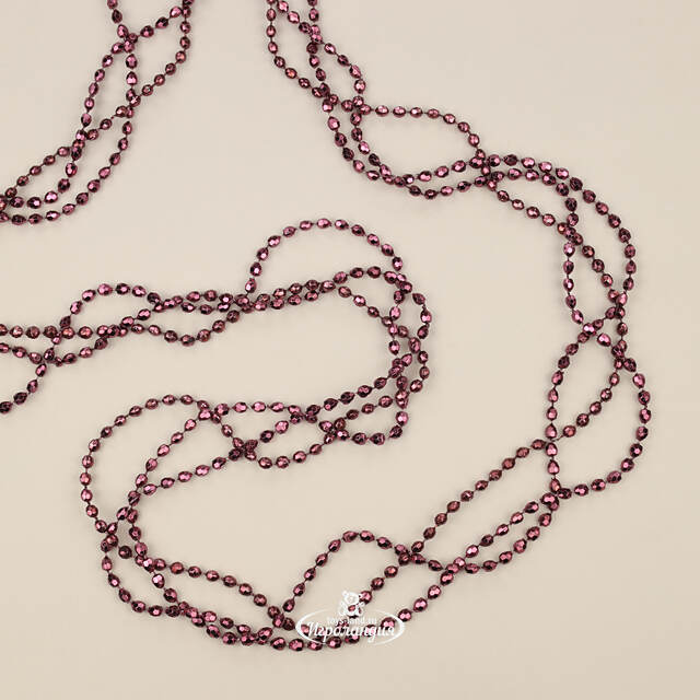 Бусы на елку Алмазная Россыпь 270 см сливовые, пластиковые Kaemingk