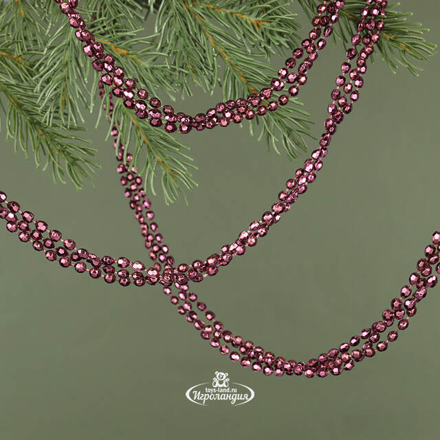 Бусы на елку Алмазная Россыпь 270 см сливовые, пластиковые Kaemingk